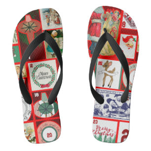 Tongs Illustration de bloc de l'Avent de Noël carré