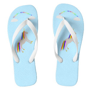 Tongs Imaginaire Anniversaire Unicorne arc-en-ciel et nu