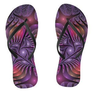 Tongs Imaginaire coloré Abstrait Trippy Violet Fractal