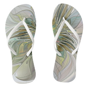 Tongs Imaginaire Floral Fleur Art Fractal Moderne Avec O