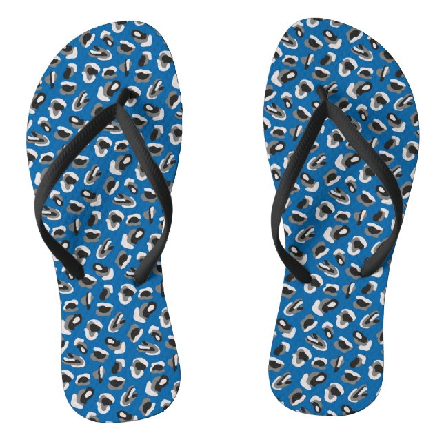 Tongs Impression d'animal léopard bleu coloré (Semelle)