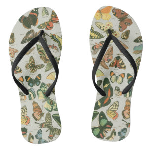Tongs Impression de motif de papillon de nuit vintage