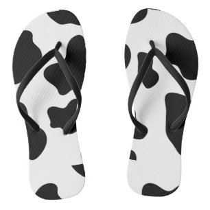 Tongs Impression de vache noire et blanche