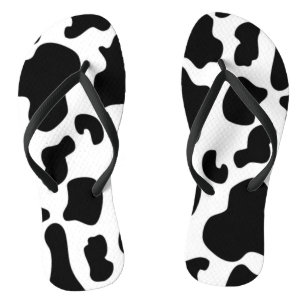 Tongs Impression de vache noire et blanche