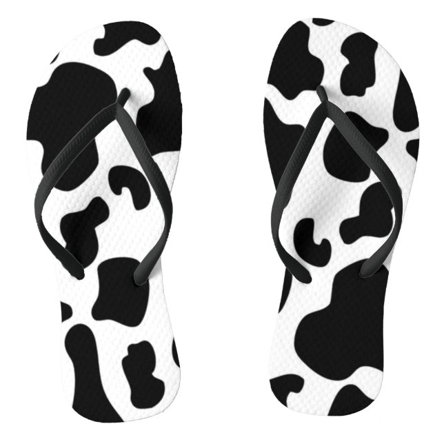 Tongs Impression de vache noire et blanche (Semelle)