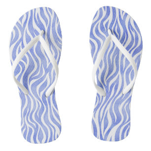 Tongs Impression Zebra de couleur d'eau bleue Denim