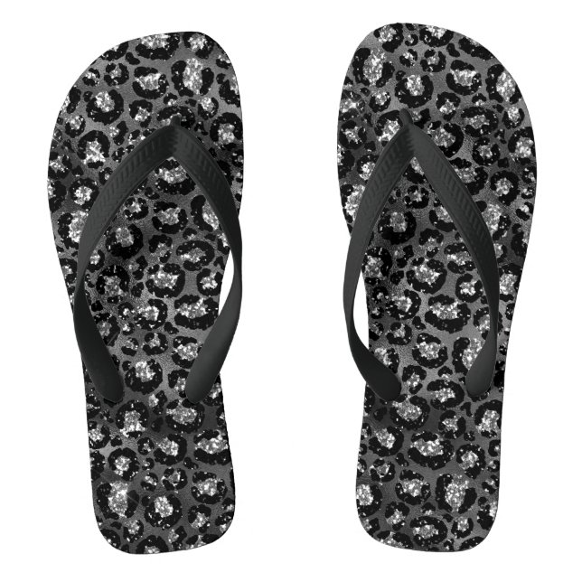 Tongs Imprimé léopard noir et gris argenté (Semelle)