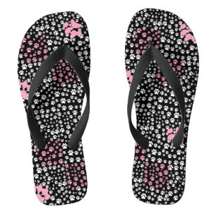 Tongs Imprimez les pattes motif NS 01b. BG noir