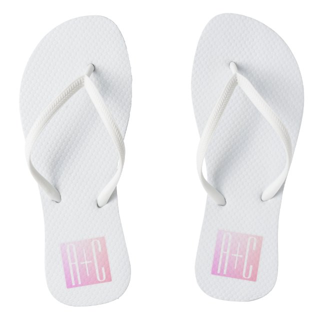 Tongs Initiales du couple | Dégradé rose subtil (Semelle)