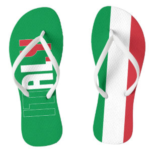 Tongs Italie Drapeau Inscription Vert Rouge Blanc Patrio