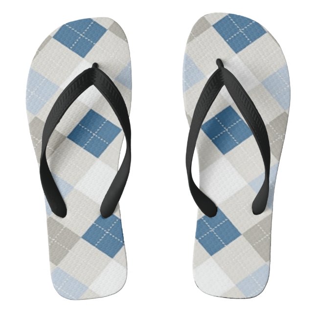 Tongs Jacquard blanc et bleu (Semelle)