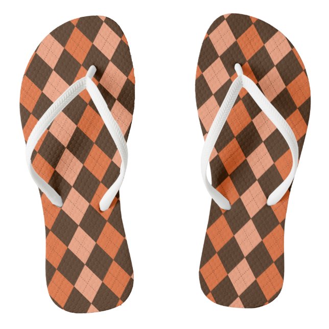 Tongs Jacquard d'automne rétro orange et Brown (Semelle)