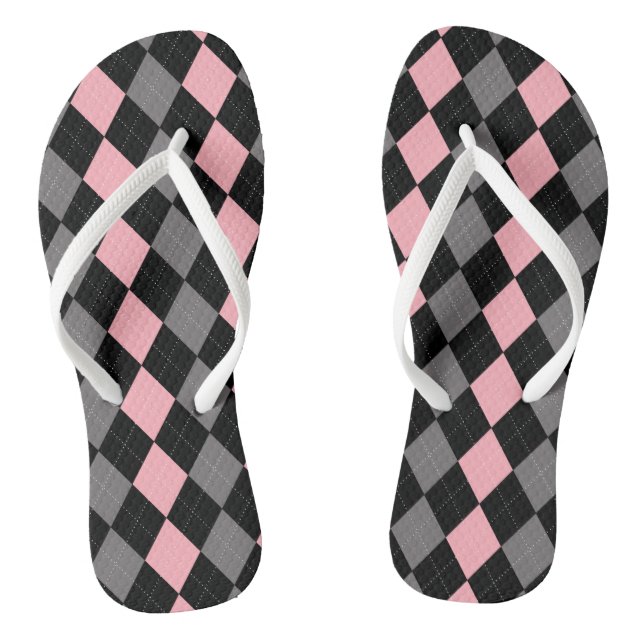 Tongs Jacquard gris noir rose rétro (Semelle)