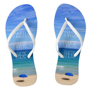 Tongs J'Aimerais Y Être - Parapluie De Plage Bleue
