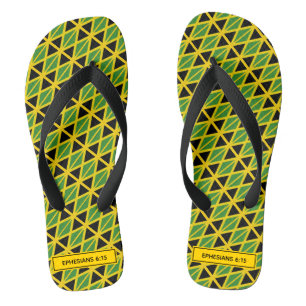 Tongs JAMAICA FLAG Patriotique Custom Scriture Carnaval