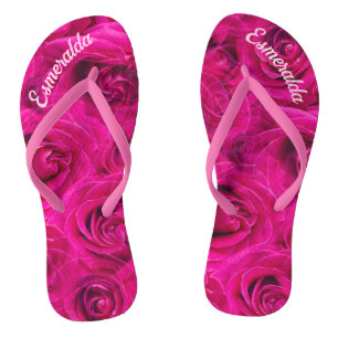 TONGS JANDALES MOTIFS DE ROSES ROSES ROSES PERSONNALISÉE