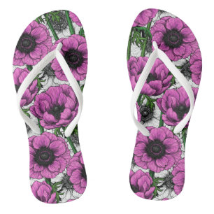 Tongs Jardin d'anémone rose