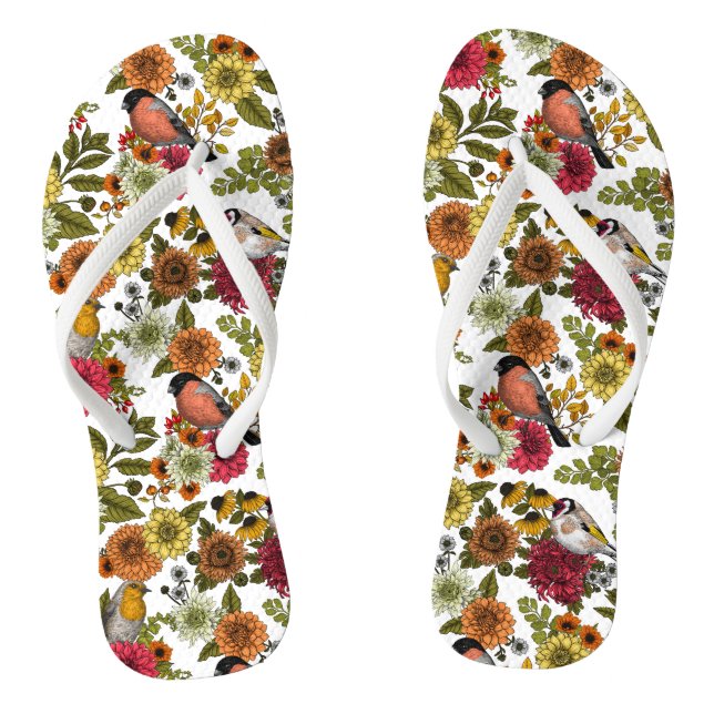 Tongs Jardin d'oiseaux et de fleurs 1 (Semelle)