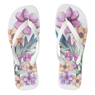 Tongs Jardin Fleur De Peine Violet Et Or