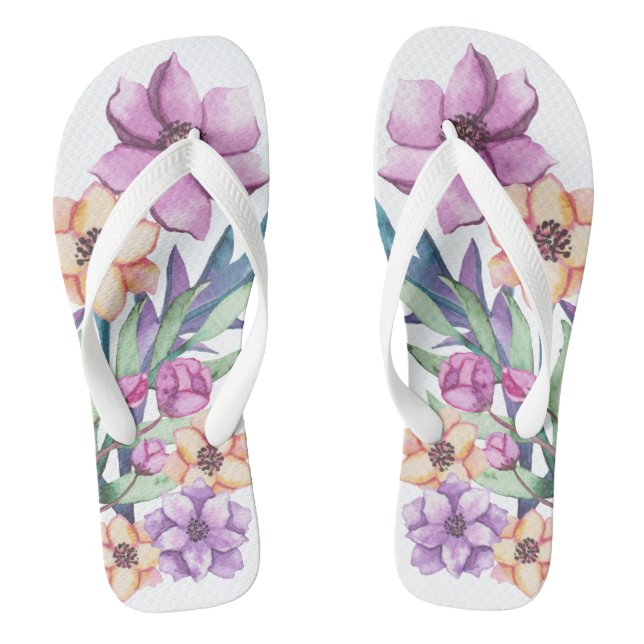 Tongs Jardin Fleur De Peine Violet Et Or (Semelle)