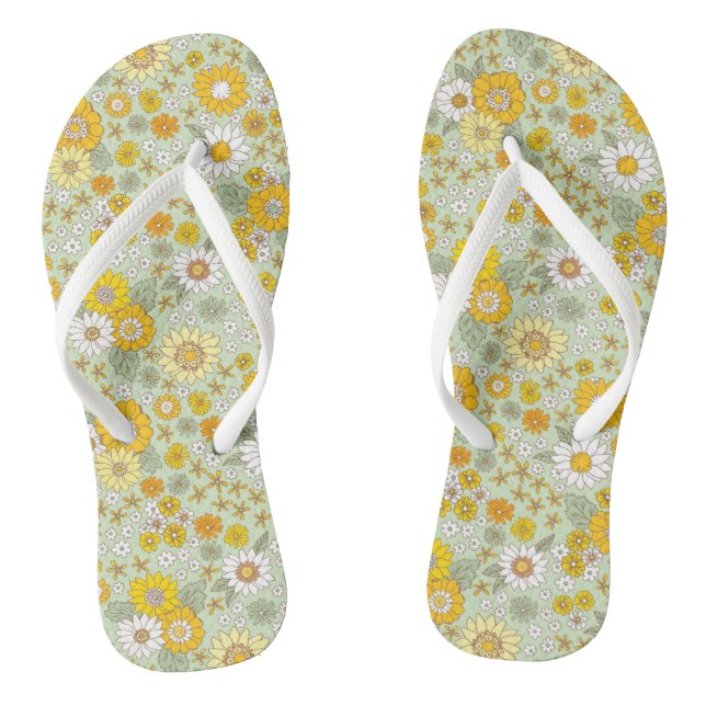 Tongs Jardin Floral Jaune Motif (Semelle)