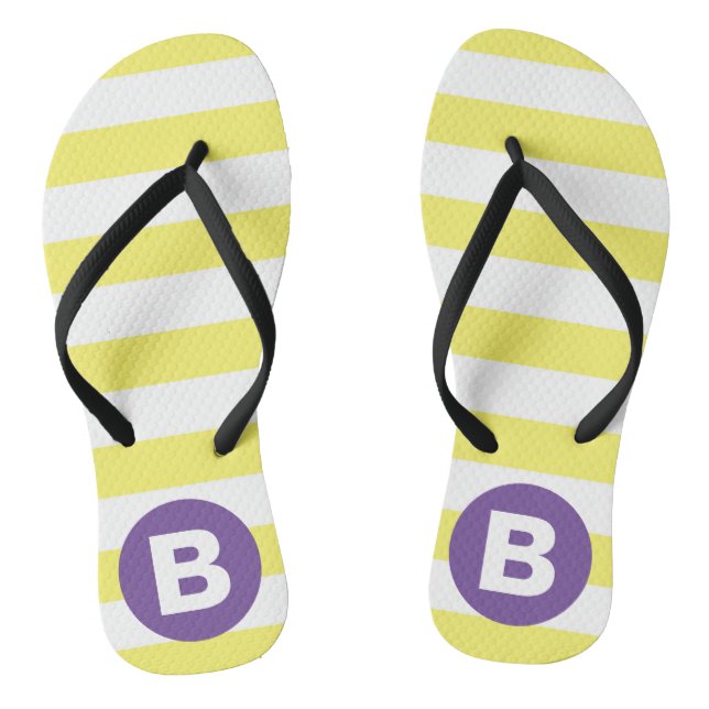 Tongs Jaune Ensoleillé Rayé Monogramme Violet (Semelle)