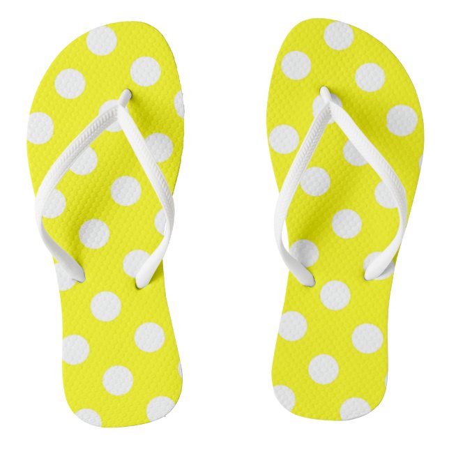 Tongs Jaunes et Blancs à Points de Polka (Semelle)