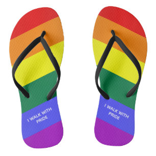 Tongs "Je marche avec fierté" Gay pride arc-en-ciel drap