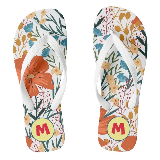 Tongs Joli monogramme l Fleurs d'aquarelle pour elle (Semelle)