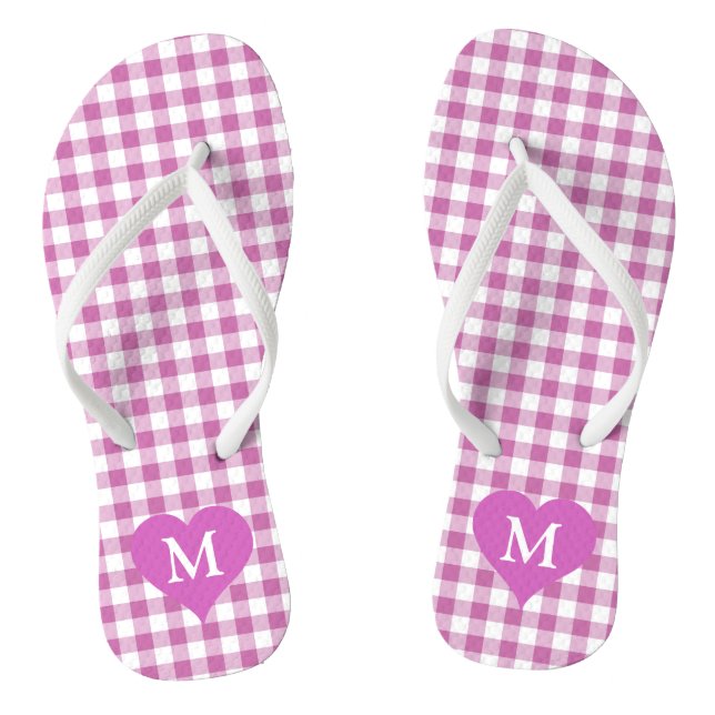 Tongs Joli monogramme rose à carreaux  (Semelle)