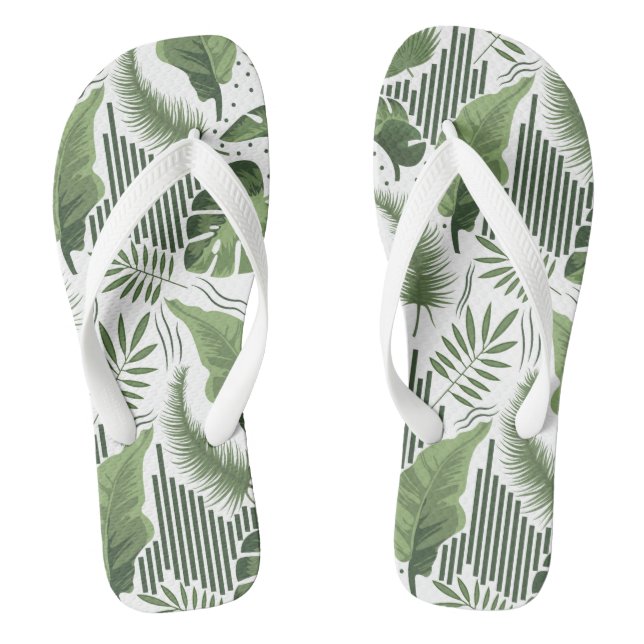 Tongs Joli motif de feuille tropicale (Semelle)