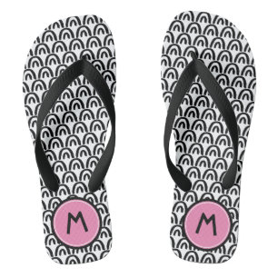 Tongs Joli Noir Blanc Patten Rose Monogramme