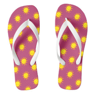 Tongs Jolie Plage Vacances Joyeux Visage Soleil Rose Jau