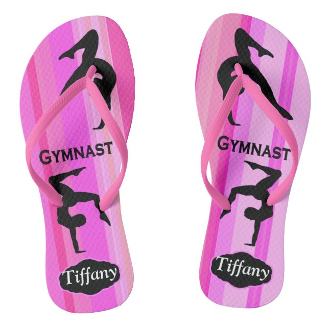 TONGS JOLIE STRIPE ROSE PERSONNALISÉE GYMNAST FLOPS (Semelle)