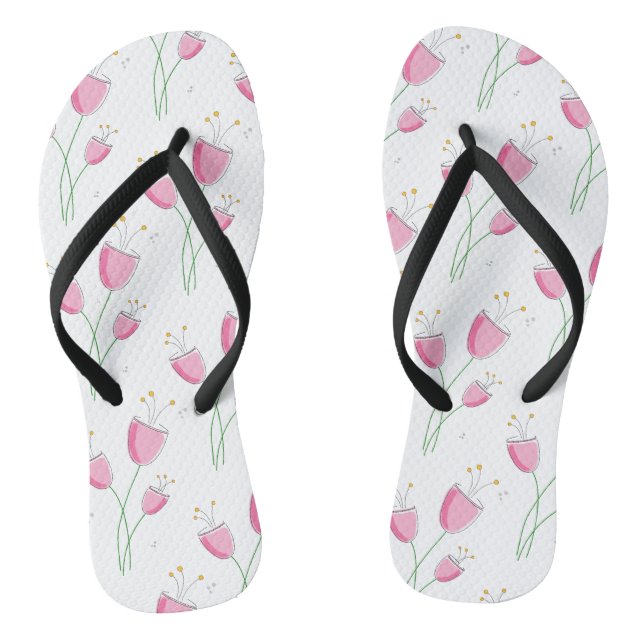 Tongs Jolies fleurs motifs Slim Straps Flip Flops (Semelle)