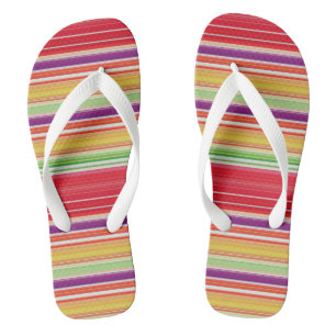 Tongs Jolies rayures colorées rouges