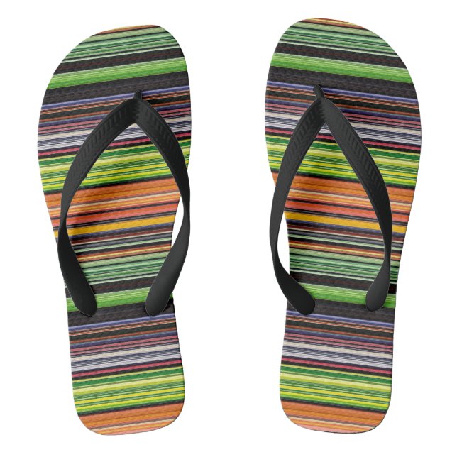 Tongs Jolies rayures noires colorées (Semelle)