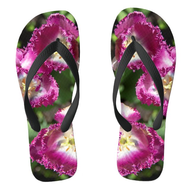Tongs Jolis tulipes violets dans le jardin  (Semelle)