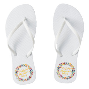 Tongs Joyeux Joyeux Fête des Mères Floral Retourner le