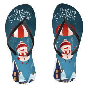 Tongs Joyeux Noël mignon Parachute Moderne Snowman