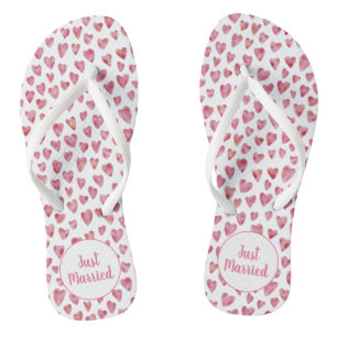 Tongs Juste Marié Aquarelle Coeur Lune de miel