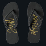Tongs Juste Marié Gold Foil Brides Flip Flops<br><div class="desc">Juste Marié Faux Gold Foil Typographie Bride Beach ou Destination Mariage Flip Flops</div>