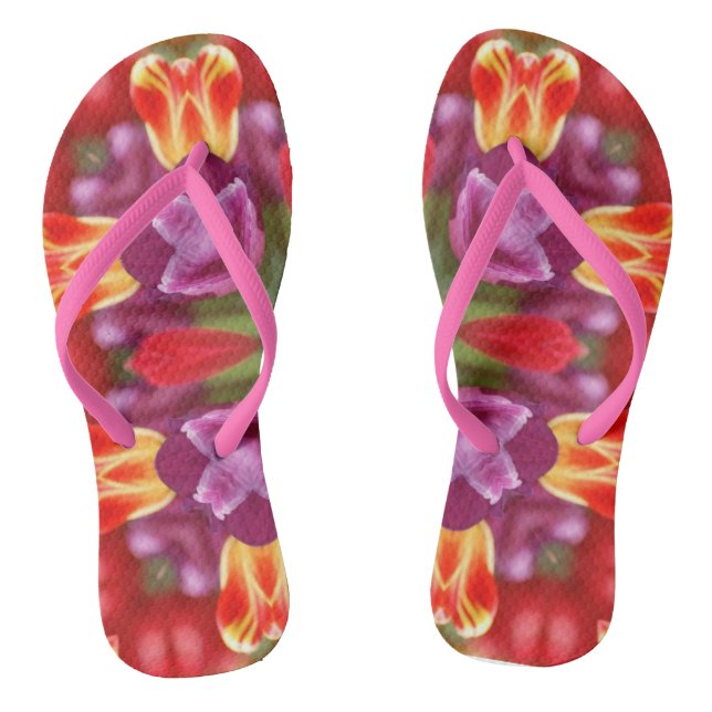 Tongs Kaléidoscope de tulipes colorées (Semelle)