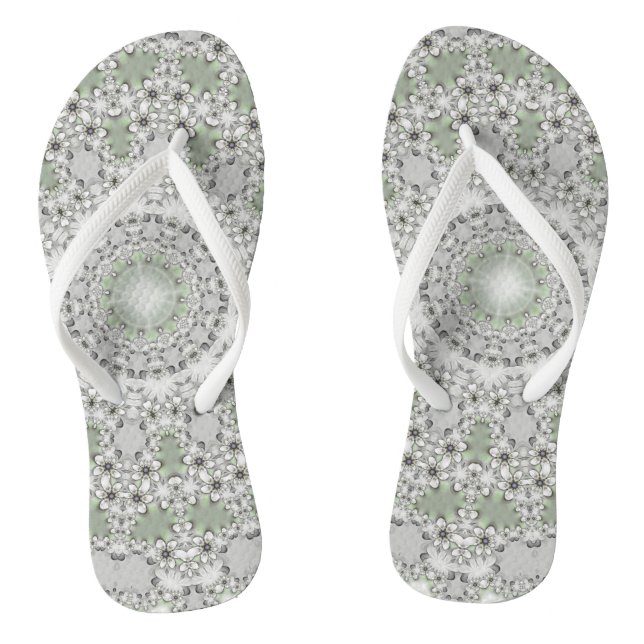 Tongs Kaleidoscope Fractal Mandala - vert gris (Semelle)