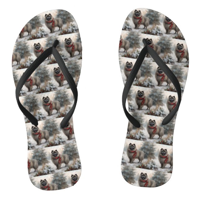 Tongs Keeshond Chien dans la neige de Noël (Semelle)