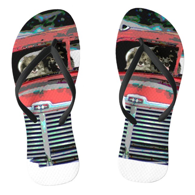 Tongs Keeshond Noël Vieux Camion Peinture Chien Art (Semelle)