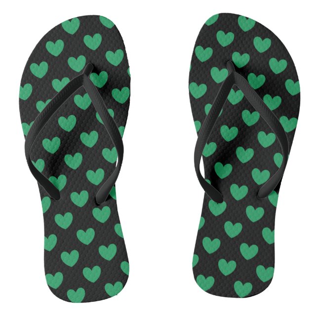 Tongs Kelly Coeurs polka vert sur noir (Semelle)