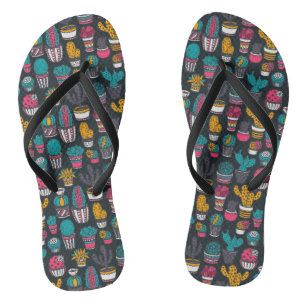 Tongs La Main Drawn Cactus dans Sketch Style Pattern