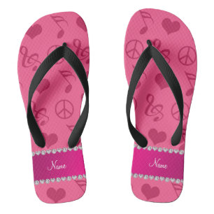 Tongs La musique rose du nom note le coeur signe de paix