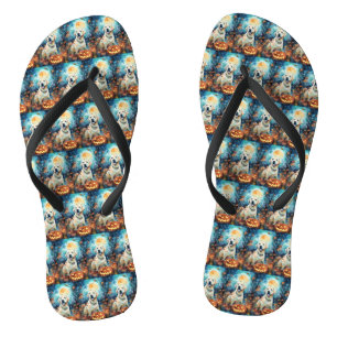 Tongs Labrador Halloween avec la peur Citrouille